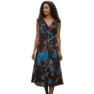 Danny and Nicole brown and blue Cap Sleeve dress  sz 8